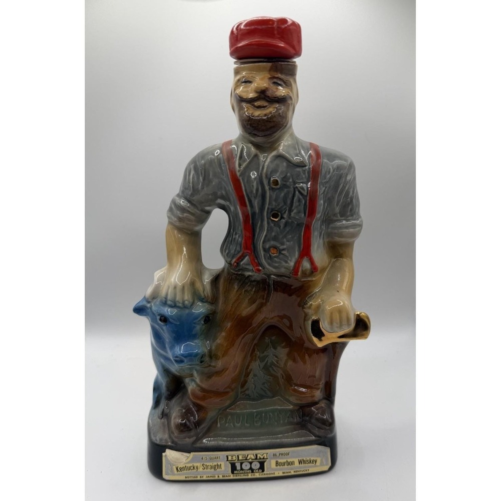Vintage Jim Beam Paul Bunyan Decanter Babe Blue Ox 1971 Brainerd MN 11.5"